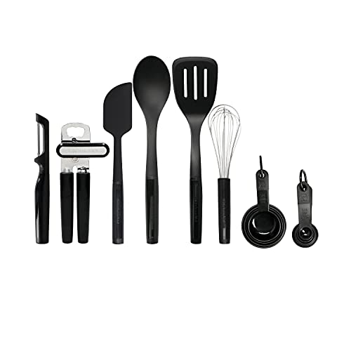 KitchenAid 15er Set Küchenutensilien, Hitzeresistent, Spülmaschinenfest, 15 Kochutensilien – Schwarz, 13 x 20.5 x 33 cm von KitchenAid