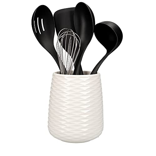 KitchenAid 6er Set Küchenutensilien und Halter, Antihaftbeschichtet, Spülmaschinenfest, Kochgeschirr, Schwarz, 16.5 x 16.5 x 36.8 cm von KitchenAid