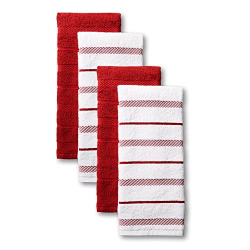 KitchenAid Albany Küchentuch-Set, Rot/Weiß, 40,6 x 66 cm, 4 Stück von KitchenAid