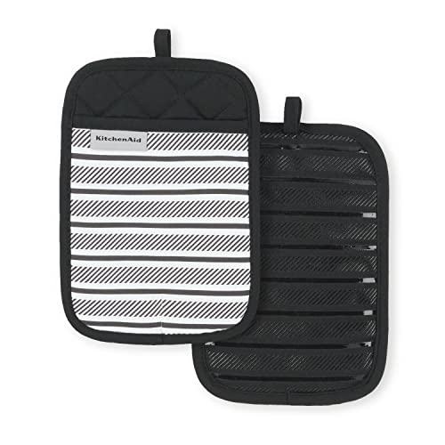 KITCHENAID Albany Topflappen-Set, mattschwarz, 17,8 x 25,4 cm, 2 Stück von KitchenAid