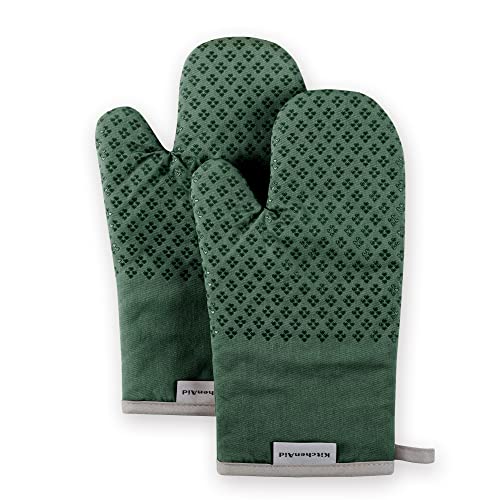 KitchenAid Asteroid Ofenhandschuh-Set, 17,8 x 31,8 cm, Dunkelgrün, 2-teilig von KitchenAid