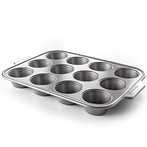 KitchenAid Bakeware Muffinblech aus aluminisiertem Stahl, PFAS-frei, antihaftbeschichtet, ofenfest, spülmaschinenfest, Grau von KitchenAid