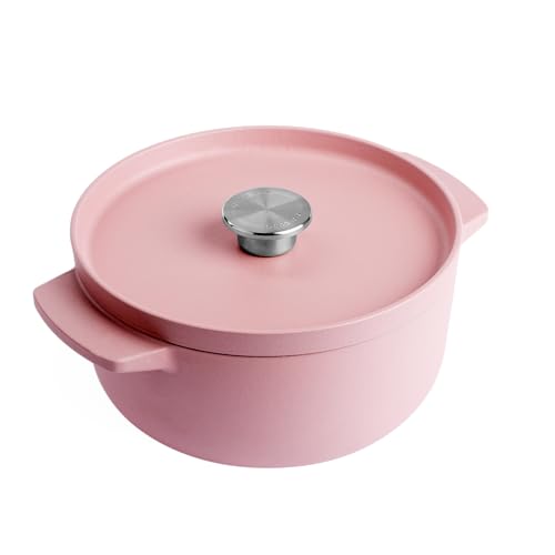 KitchenAid Cast Iron 22cm/3,3L Kasserolle mit Deckel, Hochwertig, Robust & Langlebig, Anbraten, Bräunen,Braten,PFAS-freie Emaille Innenseite,Induktion,Ergonomischer Griff,Ofenfest bis 260°C,Dried Rose von KitchenAid