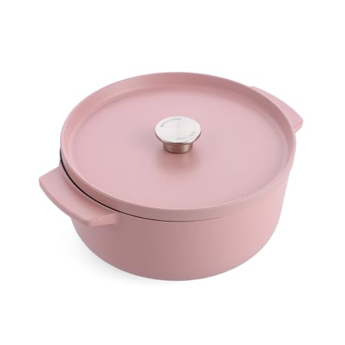 KitchenAid Cast Iron 26cm/5,2L Kasserolle mit Deckel, Hochwertig, Robust & Langlebig, Anbraten, Bräunen,Braten,PFAS-freie Emaille Innenseite,Induktion,Ergonomischer Griff,Ofenfest bis 260°C,Dried Rose von KitchenAid