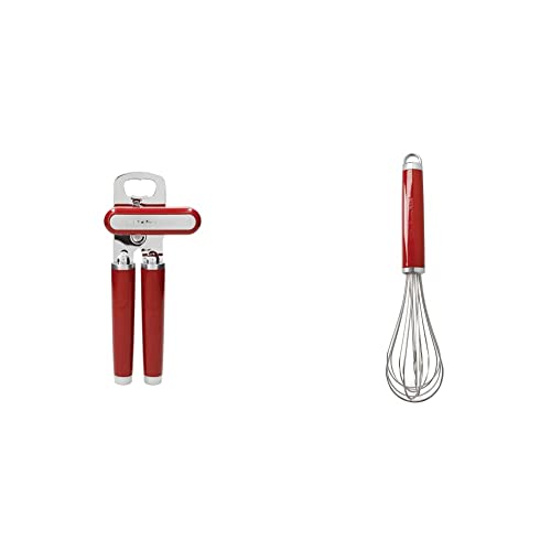 KitchenAid Dosenöffner, Flaschen- und Dosenöffner aus Edelstahl – Empire Rot & Schneebesen, manueller Schaumschläger aus Edelstahl – Empire Rot von KitchenAid