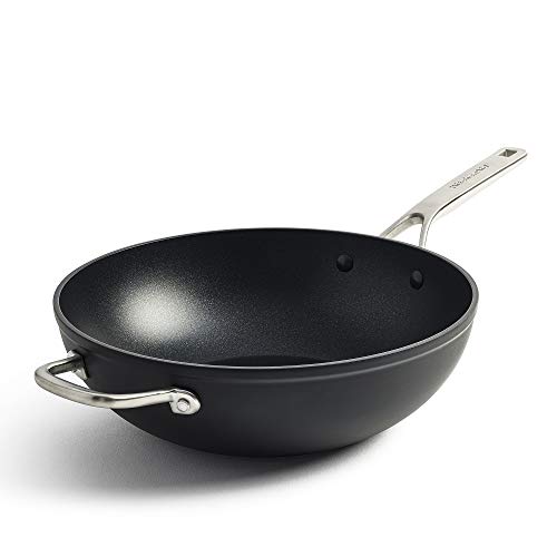 KitchenAid Forged Hardened Wok (30cm/5L), hart anodisiert, PFAS-freie keramische Antihaftbeschichtung, Induktionsgeeigent, Backofengeeignet, Spülmaschinengeeignet, Schwarz von KitchenAid