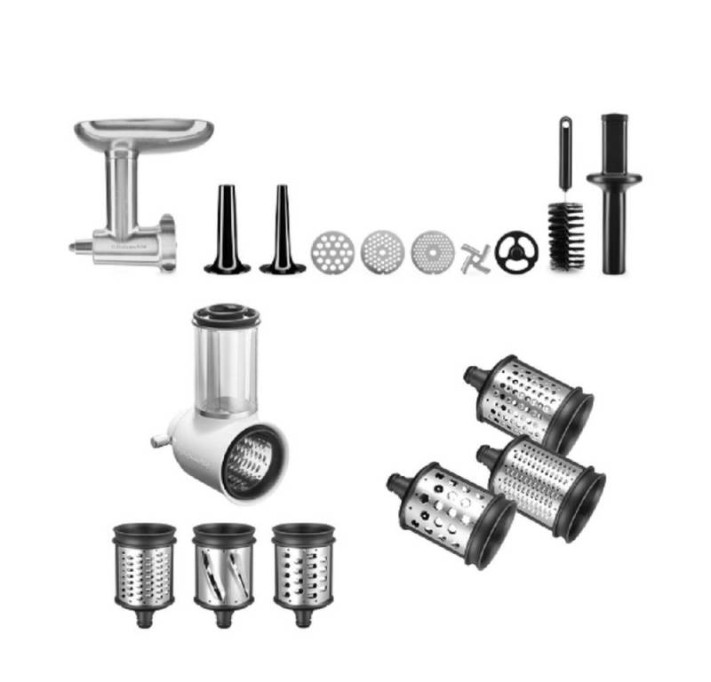 KitchenAid Gemüseschneidaufsatz KitchenAid Set Metallfleischwolf+ Gemüseschneider+ Zusatztrommeln von KitchenAid