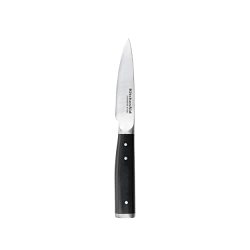 KitchenAid Gourmet Schälmesser, scharfe Klinge aus hochwertigem japanischem Kohlenstoffstahl, Schwarz, 9 cm / 3½ Zoll von KitchenAid