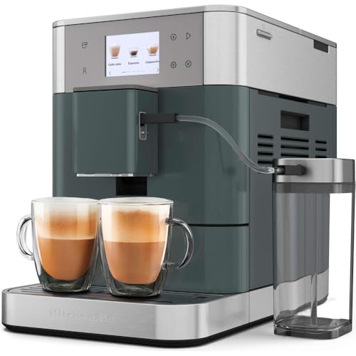 KitchenAid Kaffeevollautomat Maschine I KF7 I Heißgetränke von Espresso bis Cappuccino I 20 voreingestellten Getränken, automatischem Aufschäumen und Erwärmen von Milch I mit Milchbehälter (Juniper) von KitchenAid
