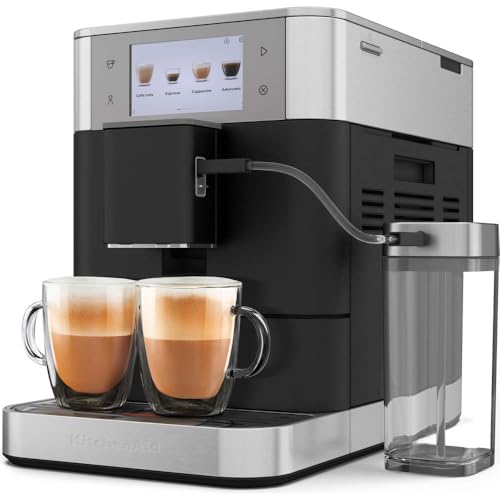KitchenAid Kaffeevollautomat Maschine I KF8 I Heißgetränke von Espresso bis Cappuccino I 40 voreingestellten Getränken, automatischem Aufschäumen und Erwärmen von Milch I mit Milchbehälter (Schwarz) von KitchenAid