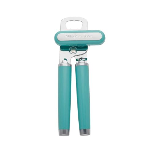 KitchenAid Klassischer Multifunktions-Dosenöffner und Flaschenöffner, einfach zu bedienen, rasiermesserscharfes Edelstahl-Schneidrad, weiche ergonomische Griffe, Aqua Sky von KitchenAid