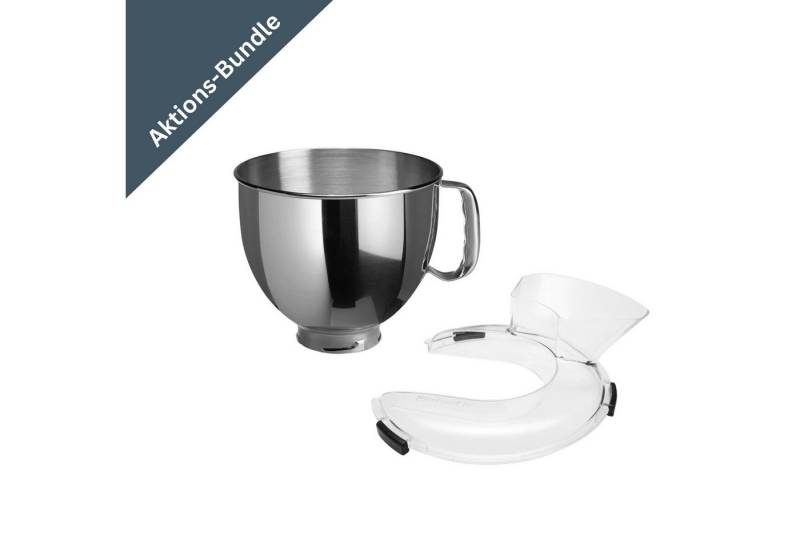 KitchenAid Küchenmaschinenschüssel KitchenAid Edelstahlschüssel 4,8 L + Easy Snap Spritzschutz Paket von KitchenAid