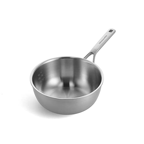 KitchenAid Multi-Ply Stainless Steel PFAS-freie keramische Antihaft-Pfanne aus Edelstahl, 24cm/3,1 Liter, Induktion, Multi Clad, Silber von KitchenAid