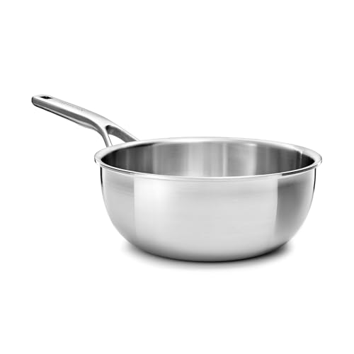 KitchenAid MultiPly 3PLY Stainless Steel PFAS-freie Kochpfanne, 20 cm/2,36 L, Dreifach, Multiclad, Induktion, Backofenfest bis 220°C, Spülmaschinenfest, Silber von KitchenAid