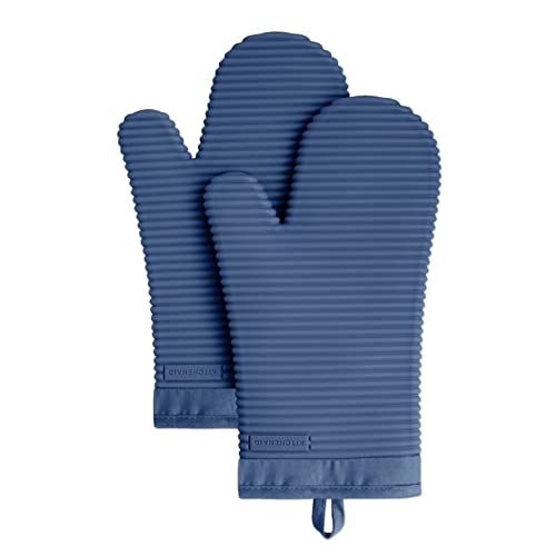 KitchenAid Ofenhandschuh-Set, gerippt, weiches Silikon, Blaue Weide, 2 Stück von KitchenAid