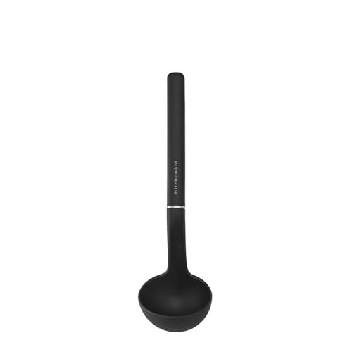 KitchenAid Premium Schöpfkelle Onyx Schwarz - Edelstahl Kochkelle für Suppen, Eintöpfe, Soßen & Saucen - Langlebig, Hitzebeständig, Ergonomischer Griff & Spülmaschinenfester Servierlöffel von KitchenAid