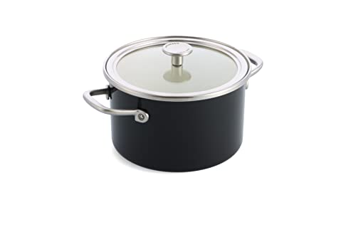 KitchenAid Steel Core Enamel Kochtopf mit Deckel (20cm/3,7l), deutsche Emaille, Induktionsgeeignet, backofenfest, spülmaschinenfest, Onyx Schwarz von KitchenAid