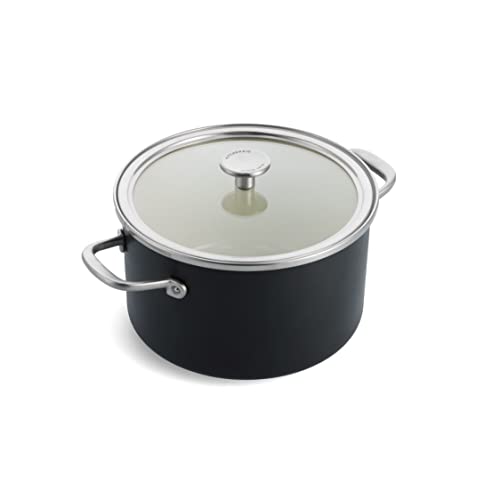 KitchenAid Steel Core Enamel Kochtopf mit Deckel (24cm/6l), deutsche Emaille, Induktionsgeeignet, backofenfest, spülmaschinenfest, Schwarz Matt von KitchenAid