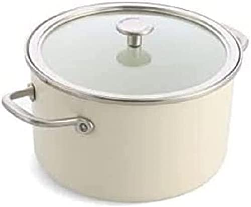 KitchenAid Steel Core Enamel Kochtopf mit Deckel (24cm/6l), deutsche Emaille, Induktionsgeeignet, backofenfest, spülmaschinenfest, Crème von KitchenAid