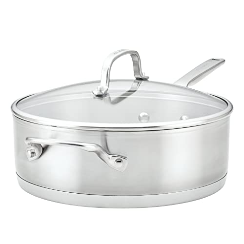 KitchenAid Tiefe Sautépfanne mit 3-lagigem Boden, gebürsteter Edelstahl, mit Griff und Deckel, 4,5 l von KitchenAid