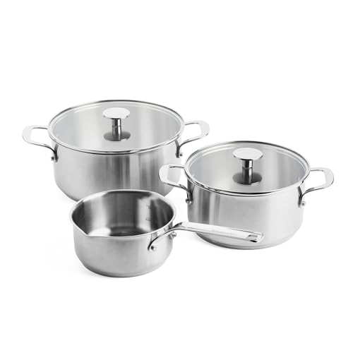 KitchenAid Stainless Steel 5-teiliges Kochgeschirr-Set, 3-lagige Antihaftbeschichtung, induktionsgeeignet, backofenfest, spülmaschinenfest, silber von KitchenAid