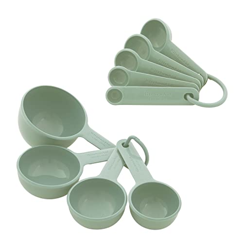 KitchenAid Universelles, leicht ablesbares Messbecher- und Löffel-Set mit weichem Griff für maximale Kontrolle, Loch zum Aufhängen und Verschachteln für einfache Lagerung, spülmaschinenfest, 9-teilig, von KitchenAid
