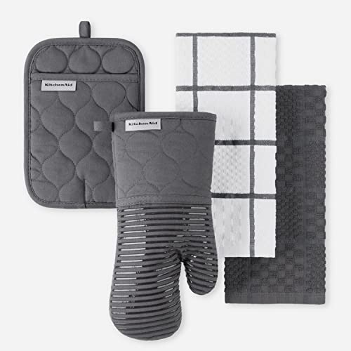 KitchenAid Zwiebeldecke KT OM PH Küchentuch, Ofenhandschuh und Topflappen-Set, Baumwolle Polyester, anthrazit, 16"x26", 7"x13" & 7"x10" KitchenAid Zwiebeldecke KT OM PH Küchentuch, Ofenhandschuh und Topflappen-Set, Baumwolle Polyester, anthrazit, 16"x26", 7"x13" & 7"x10" von KitchenAid