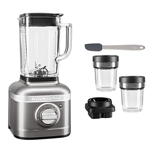 Kitchenaid Artisan Standmixer-Starter-Set K400 (5KSB4026EMS) - inkl. Mixbehälter-Set 200ml (5KSB2040BBB), Mini-Teigschaber von KitchenAid