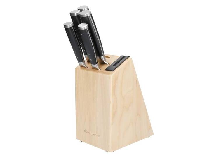 Messerblock mit 5 Messer Scharf aus Metall Holz Schwarz Messerblock mit 5 Messer Scharf aus Metall Holz Schwarz von KitchenAid