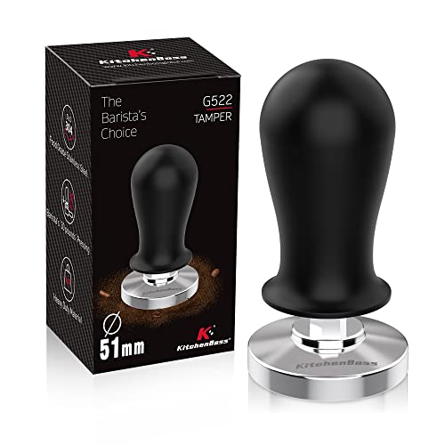 Kaffee 51 mm Espresso kalibriert Tamper: KitchenBoss Espresso Druckstampfer, Kaffee federbelasteter Tamper Espresso Handstampfer | gewichteter Kaffee Espresso Tamper 51 mm von KitchenBoss