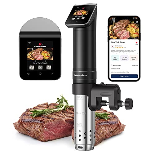 KitchenBoss Sous Vide Garer Stick WLAN: G330 Wifi Präzisionskocher Präziser Temperatureinstellung bis 90°C IPX7 Wasserdicht TFT Touch-Display Immersion Tauchzikulator 360° Zirkulation mit Timer von KitchenBoss