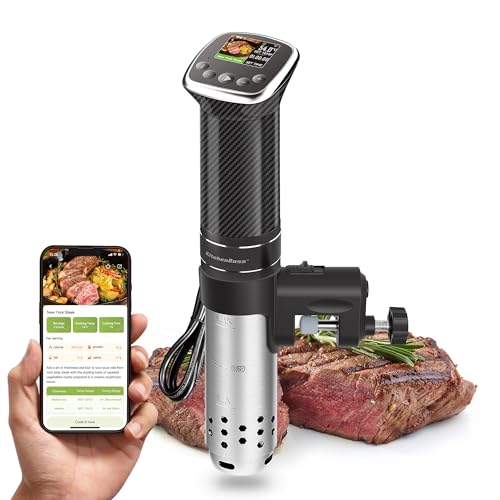 KitchenBoss Sous Vide Stick Präzisionskocher：WiFi Sous Vide Garer 1100W Sous Vide Stab Zirkulation 40℃-90℃ Temperaturbereich IPX7 Wasserdicht LCD Display Ultra-leise Tauchzirkulator App-Steuerung von KitchenBoss