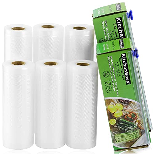 KitchenBoss Vakuumierbeutel Lebensmittel mit Cutter-Box: 6 Rolle 20/15x500cm Vakuumrollen BPA-Frei Vakuumierfolie fuer Folienschweißgerät Sous Vide Beutel von KitchenBoss