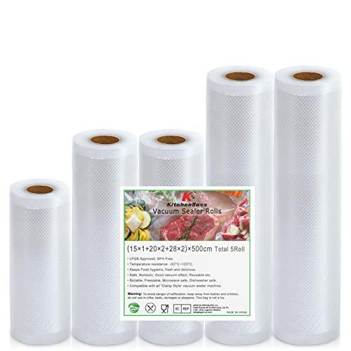 KitchenBoss Vakuumierbeutel Vakumierfolienrollen Vakuumrollen Folienrollen Vakuumierfolie: Sous Vide Beutel 5 Roll 15X1/20x2/28x2/500cm, Vakuumbeutel Lebensmittel für Vakuumiergerät, BPA-Frei KitchenBoss Vakuumierbeutel Vakumierfolienrollen Vakuumrollen Folienrollen Vakuumierfolie: Sous Vide Beutel 5 Roll 15X1/20x2/28x2/500cm, Vakuumbeutel Lebensmittel für Vakuumiergerät, BPA-Frei von KitchenBoss
