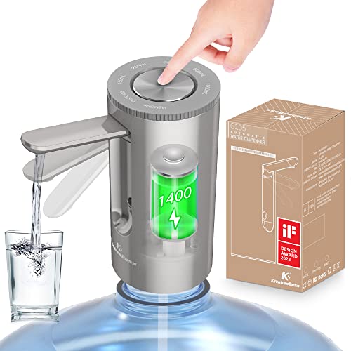 KitchenBoss Wasserflaschen Pumpe Flaschen Wasserspender: USB-Ladung Elektrischer Wasserspender, 1-5 Gallonen Tragbarer Wasserspenderpumpe von KitchenBoss