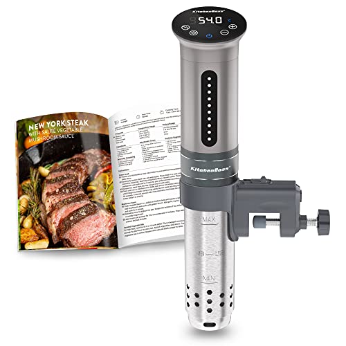 KitchenBoss Sous Vide Roner Küche mit niedriger Temperatur Slow Cooker Professioneller Thermozirkulator IPX7 wasserdicht, Timer mit Touchscreen, silber von KitchenBoss