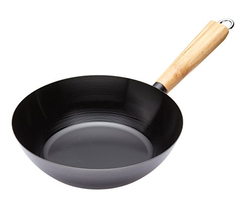 KitchenCraft Pure Oriental Wok aus Carbonstahl mit Holzgriff und Antihaftbeschichtung, 25 cm von KitchenCraft