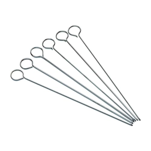 KitchenCraft 6er Set Kebab Spieße, Edelstahl, abgeflachte Seiten, Fleischspieße, 20 cm, Silber von KitchenCraft
