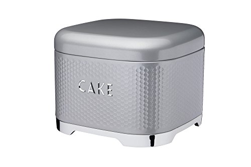 KitchenCraft Lovello Luftdichte Kuchen Aufbewahrungsbox, Strukturierte Vorratsdose für Kuchen, Torten, Cup Cakes und mehr, Boxen Aufbewahrung mit Deckel, Grau, Metall, 26 x 26 x 20 cm von KitchenCraft