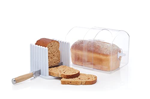 KitchenCraft Stay Fresh Brotkasten, großer Brotkasten mit Brotschneidehilfe, in Geschenkbox, Kunststoff, Farblos von KC BLUE