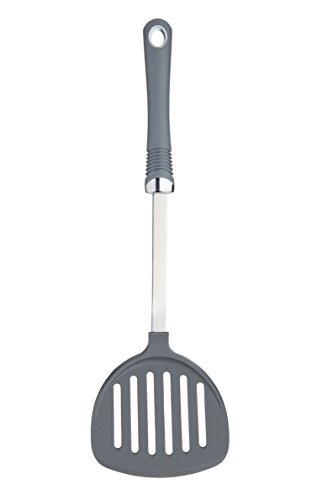 KitchenCraft Halbabgerundeter Wender mit Komfortgriff, Edelstahl, Silber/Grau, 28 x 18 x 18 cm von KitchenCraft