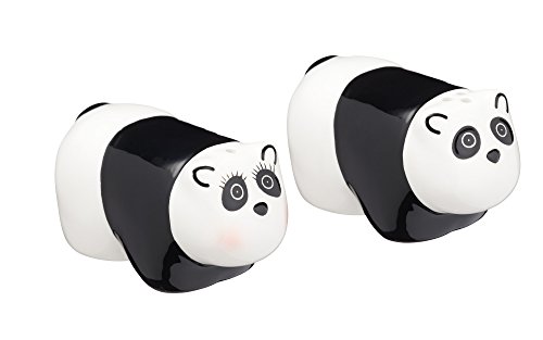 KitchenCraft Keramik Panda-förmige Neuheit Salz- und Pfefferstreuer - Schwarz/Weiß (2-teiliges Set) von KitchenCraft