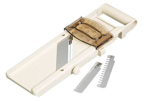 KitchenCraft Professionelle Japanische Mandoline, mit drei Klingen und Sicherheitsschieber, Beige, Beige von KitchenCraft