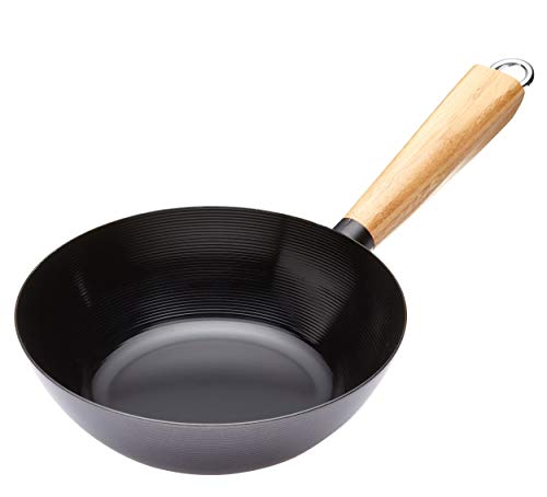 KitchenCraft Pure Oriental Wok aus Carbonstahl mit Holzgriff und Antihaftbeschichtung, 20 cm von KitchenCraft