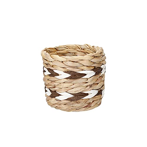 KitchenCraft Topf für Wasserhyazinthen, Pflanzenkübel für Hauspflanzen, natürlicher gewebter Pflanzentopf mit Streifendesign, 11.5 x 11.5 x 11cm, Streifen von KitchenCraft