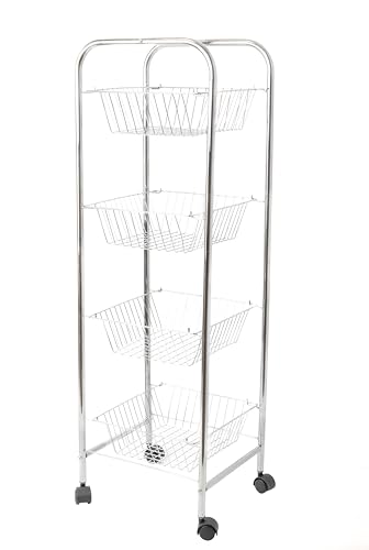 KitchenCraft Trolley 4-Etagen 87x26x25cm verchromt in Silber, Metall, 25 x 25 cm von KitchenCraft