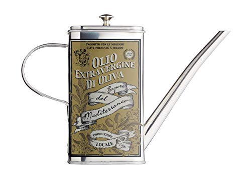 KitchenCraft World of Flavours Olivenölspender, Kanne mit Ausgießer, Edelstahl, mit Vintage Motiven, 500 ml Volumen, Gelb KitchenCraft World of Flavours Olivenölspender, Kanne mit Ausgießer, Edelstahl, mit Vintage Motiven, 500 ml Volumen, Gelb von KitchenCraft
