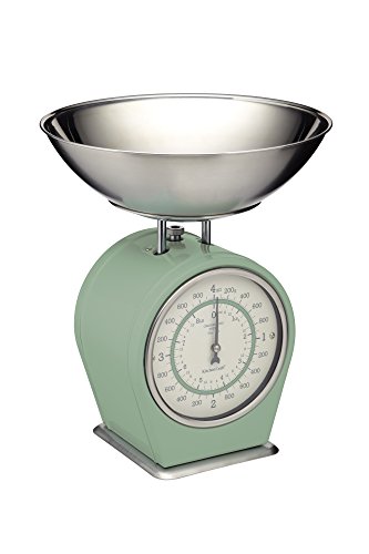 Living Nostalgia Mechanische Küchenwaage, Vintage inspirierte traditionelle Waage, Zubehör zum Backen und Kochen, 4 kg (8 lbs) - English Sage von KitchenCraft