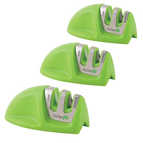 KitchenIQ 51422 Edge Grip 2-stufiger Messerschärfer, grün, 3er-Pack von KitchenIQ