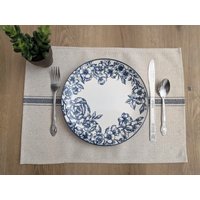 Blauer Futtersack Tischset, Grainsack Stoff Set, Bauernhaus Tischdeko von KitchenInspirations